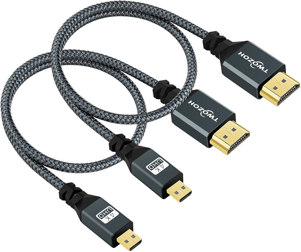 Amazon | Twozoh Micro HDMI - HDMIケーブル 1M 2本入り ナイロン編組